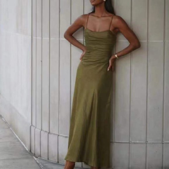 Aje Dresses & Skirts - Aje Clarice Draped Maxi Dress AU10/US6 Deep Olive